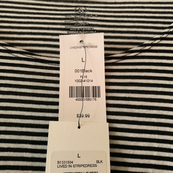 BRAND NEW Volcom B&W Striped Dress (Large) - Picture 3 of 3